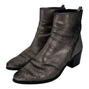 Dolce Vita Metallic Silver Ankle Boot Distressed Size 8